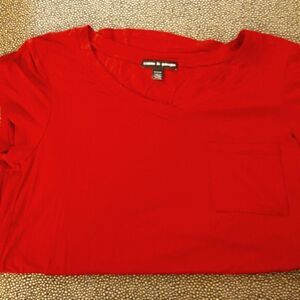 Cable & gauge, hi low, blouse with pocket. Red. Size medium